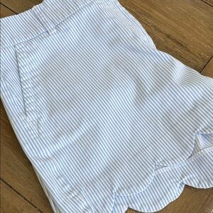 Crown and Ivy - Light Blue & White Striped Scallop Hem Shorts